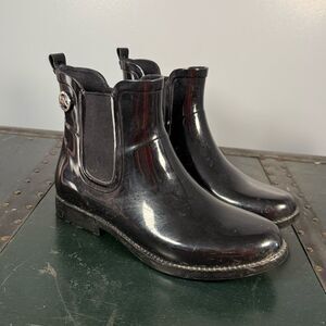 Michael Kors Women's Chelsea Rain Boots Rubber Ankle Black Size 7